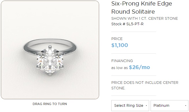 1 carat tiffany ring price