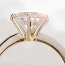close up on diamond prongs
