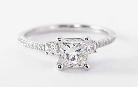 trio diamond ring with princess cut and round diamonds