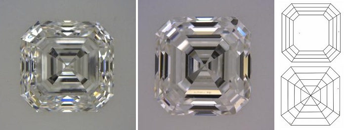 3 crowns and 4 pavilion steps in asscher cuts