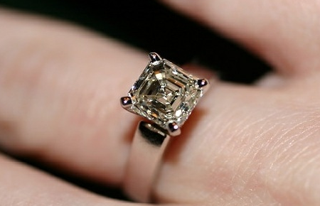 1.58 carat asscher diamond ring