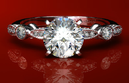 antique style bezel set diamond ring