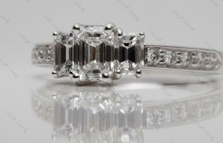 pave emerald cut diamond with sidestones