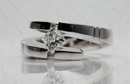 pointed tension set princess cut ring