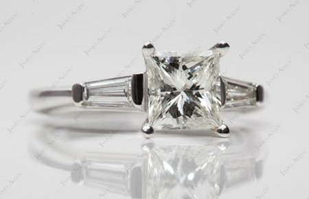 princess cut diamond ring with baguette sidestones