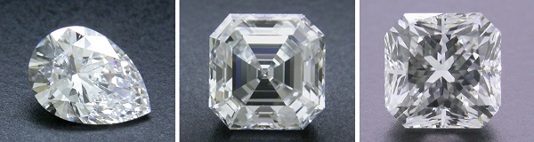 real photographs of pear asscher and radiant cuts