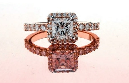 rose gold pave setting with halo shoulder
