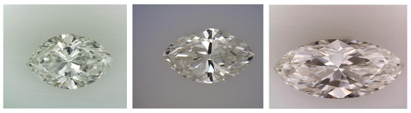 series of flawed marquise diamonds with poor shapes