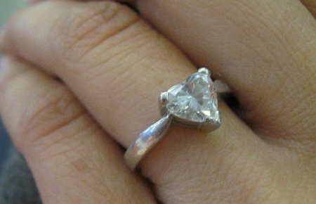 solitaire heart shaped ring