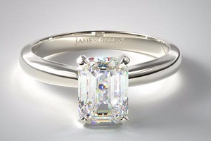 solitaire ring 14k white gold setting emerald cut diamond