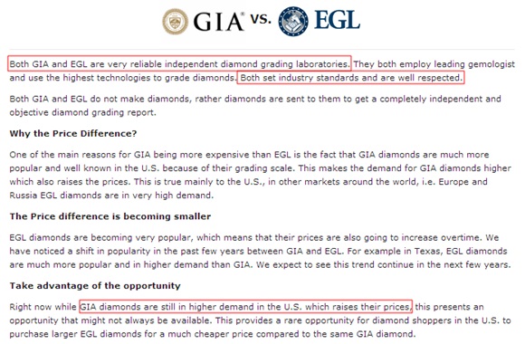 statement made about egl vs gia