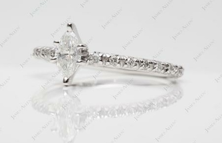 thin french cut pave set marquise ring
