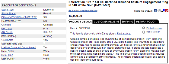 white gold ring from zales diamond specifications