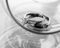 diamond rings in a glass