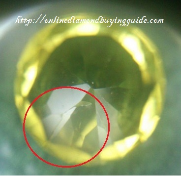 fracture propagated from crack in diamond