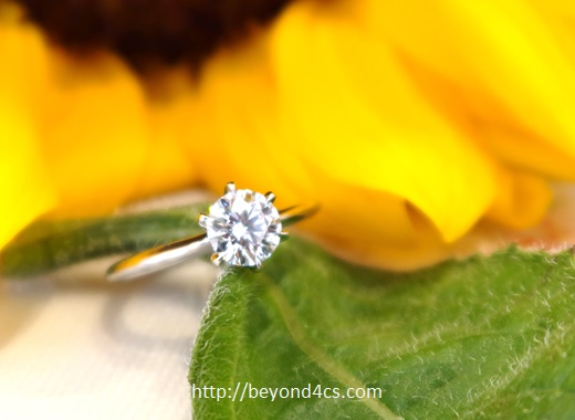 diamond engagement ring 6 prong selfie upclose