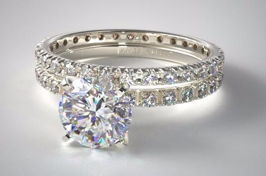 18k white thin wedding bridal ring set
