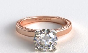etched profile rose colored diamond ring