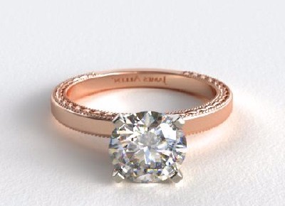 etched profile rose colored diamond ring
