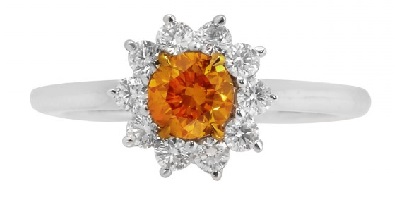 fancy vivid orange yellow daisy similar looking diamond ring