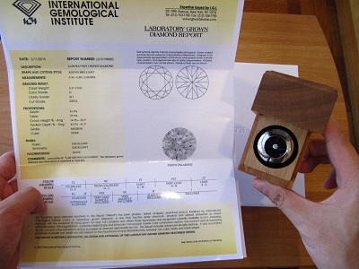 international gemological institute certificate man-made diamond