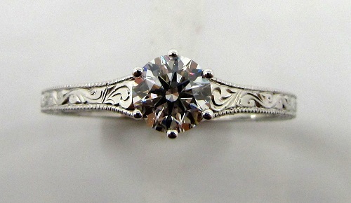 antique filigree engagement ring top view