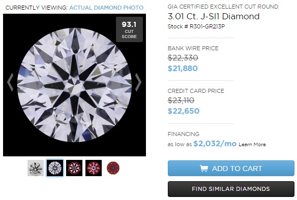 gia certified excellent cut round j si1 listing