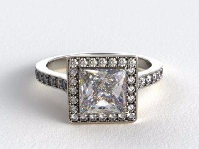 princess cut halo shoulder diamond ring