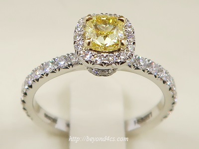 cushion cut yellow diamond engagement rings
