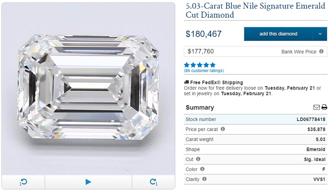 5 carat emerald cut diamond blue nile signature