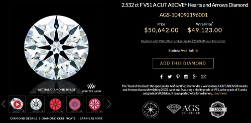 2.5 carat diamond loose online f color vs2 clarity