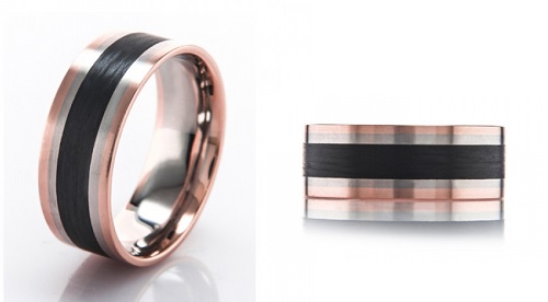unique wedding bands for men made from platinum and rose gold