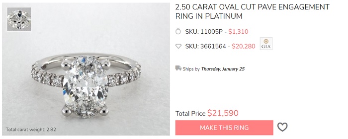 2.5 carat oval diamond ring