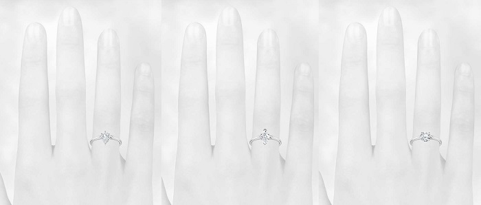 diamond size comparison on fingers pear marquise round shape