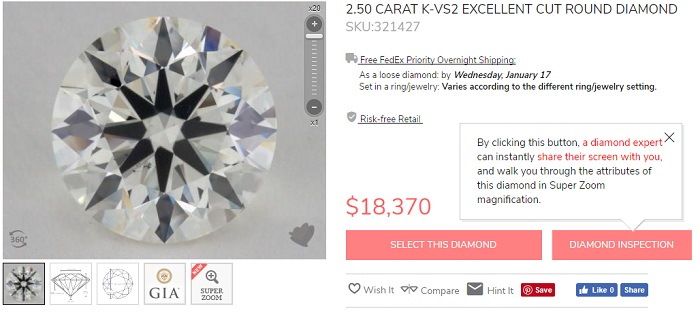 k 2.5 carat excellent gia certified diamond