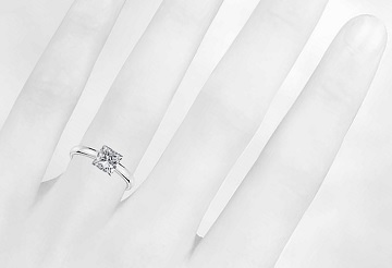 one carat princess cut engagement ring real size worn