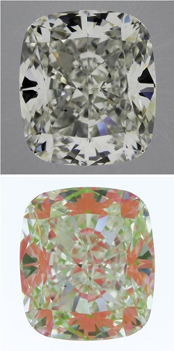 cushion cut diamond with light leakage aset