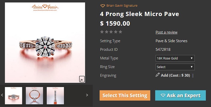 what is a 4 Prong Sleek Micro Pave in Rose Gold
