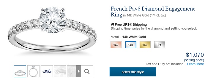 french pave diamond engagement ring