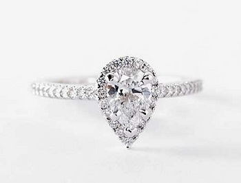 pear halo diamond ring for short fingers