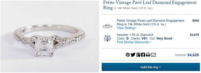 vintage 5000 dollar engagement ring with asscher cut