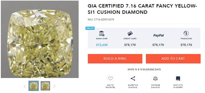 gia certified 7ct fancy yellow canary diamond