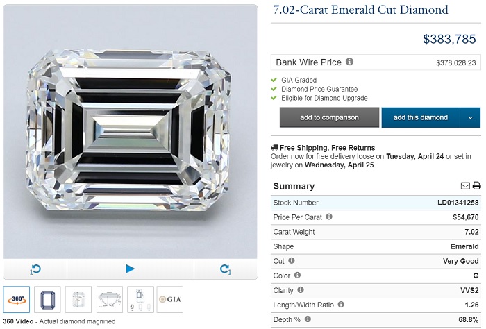 7 carat emerald cut diamond bluenile