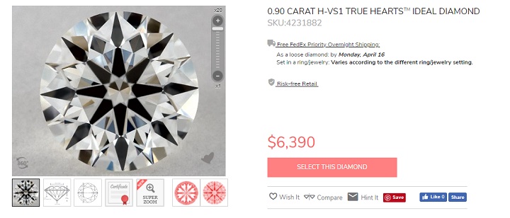 truehearts ideal diamond ags 6k or less