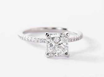 pave engagement ring with radiant cut diamond type