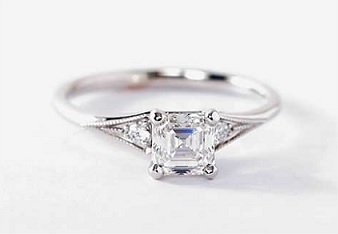 solitaire tapered asscher square cuts of diamond in a ring