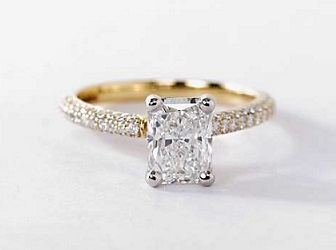 yellow gold micro page radiant style engagement ring