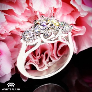 trellis platinum trilogy round three diamond engagement ring