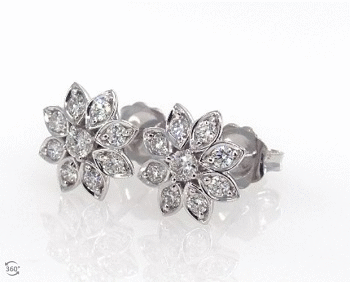 flower shaped diamond earrings made from small diamonds