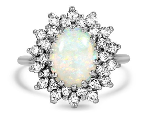 opal ring with diamond melees